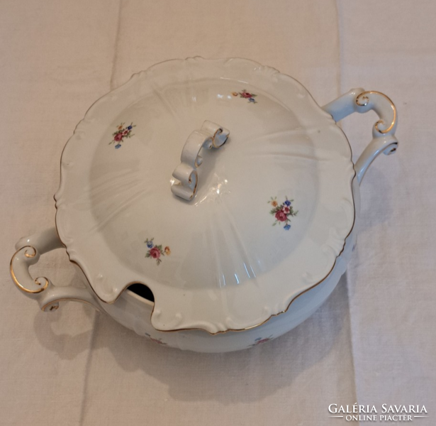Porcelain soup bowl with Zsolnay flower pattern