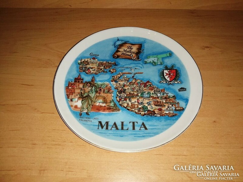 Málta emlék porcelán tányér - átm. 21 cm (3p)