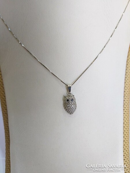 14K 2.52g white gold necklace with white gold small owl pendant (no.: 24/73.)