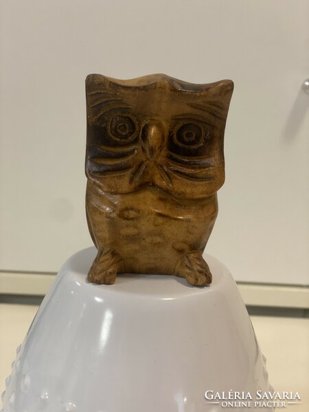 From the owl collection, 1991. Corsican carved wooden owl figure statue ornament 8 cm