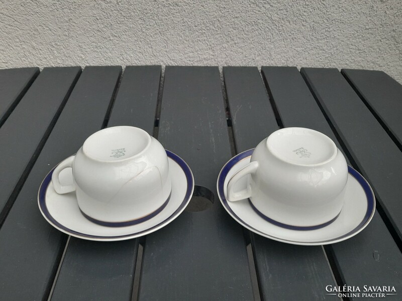 Antique Bavarian 2-person tea cup with base in a pair