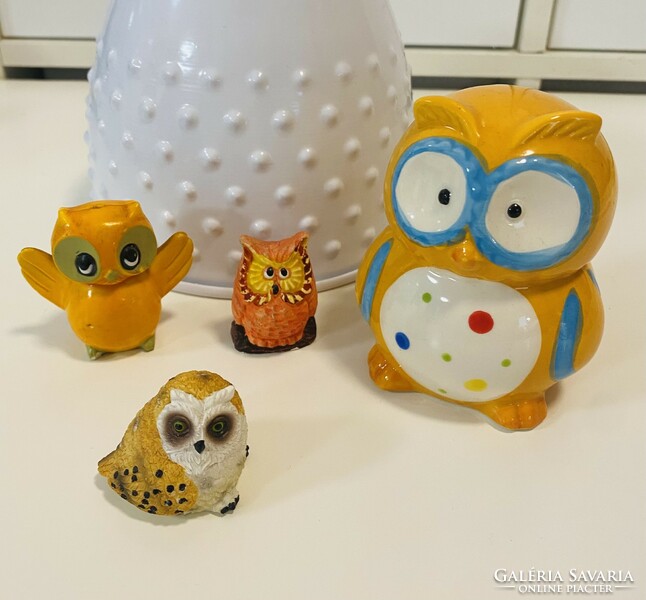 4 yellow ceramic owl figurines (the big bush) are new from the owl collection