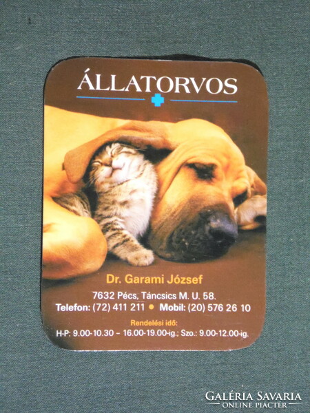 Kártyanaptár,kisebb méret, Dr Garami József állatorvos Pécs, kutya, cica, 2007, (6)