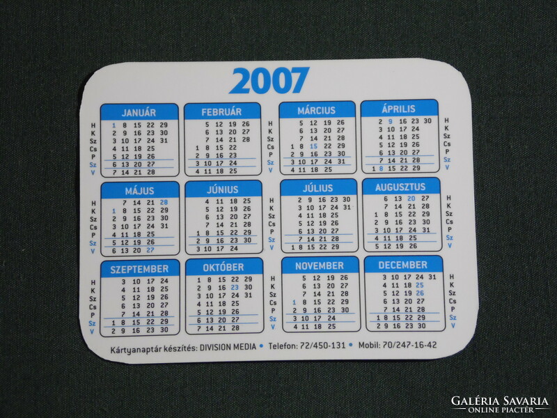 Card calendar, smaller size, Jókai gsm mobile phone store, Pécs, 2007, (6)