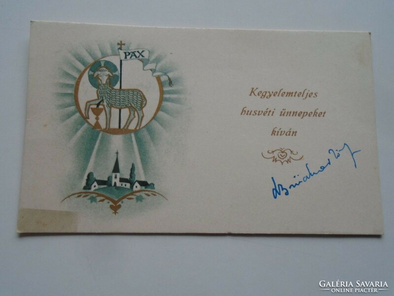 D201167 - Üdvözlőkártya -  1930's Brückner József esztergomi kanokok aláírásával