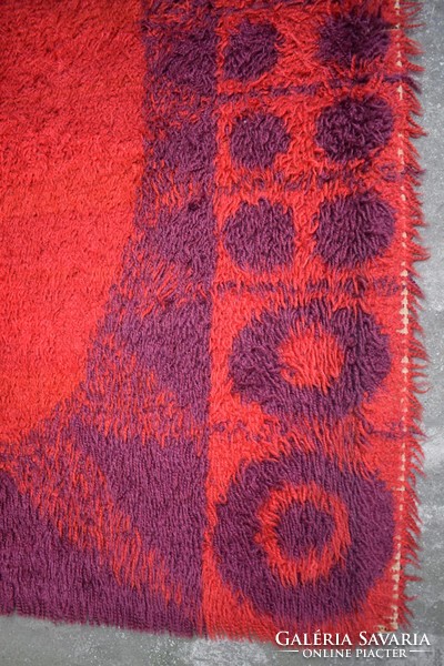Iparművészeti absztrakt mintás , retro kézzel készített gyapjú szőnyeg 70-es évek 200 x 140 cm