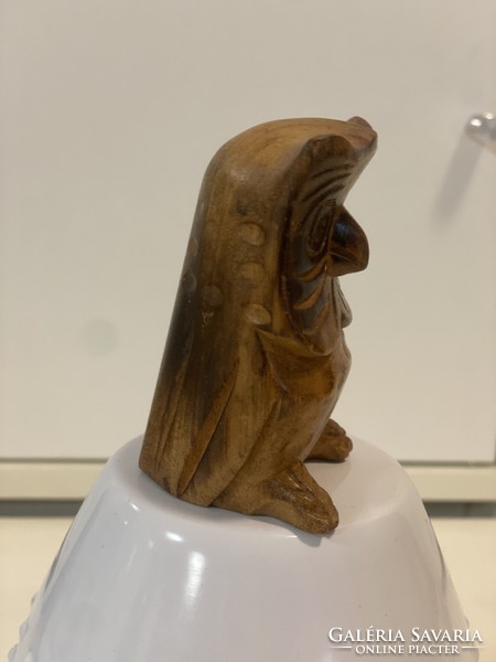 Bagoly-gyűjteményből  1991. Korsika faragott fa bagoly figura szobor dísztárgy 8 cm