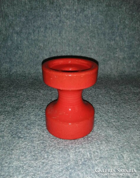 Red ceramic candle holder, 10 cm high (a8)