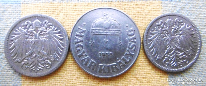 Coins of the Kingdom of Hungary 50 fils rr 1938 10 fils 1909,1907 t2