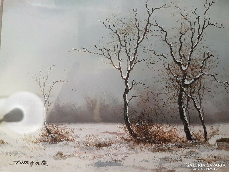 Kató Tóth (painter) winter landscape (lifelike beautiful work in perfect frame), good price. Contemporary.