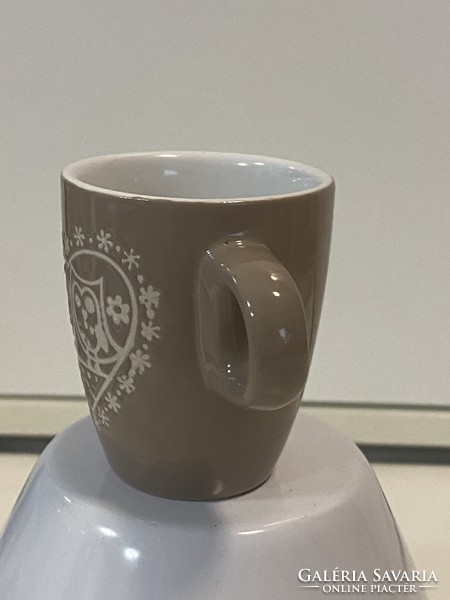 Bagoly-gyűjteményből Bagoly mintás mokkás presszó kávéscsésze cseh Casa de Engel Dakis új 6,5cm