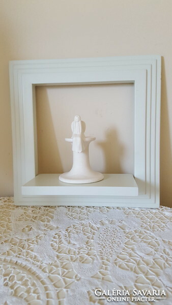 2 Pcs. Folding shelf with white frame, picture frame 30x30cm.