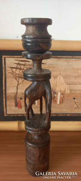 African bamboo image with wooden candle holder