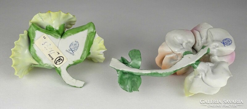 1Q475 Régi sérült ritka nagyméretű Herendi porcelán virág 2 darab