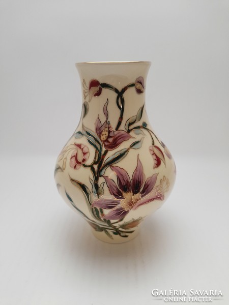 Zsolnay orchidea mintás váza, 18 cm