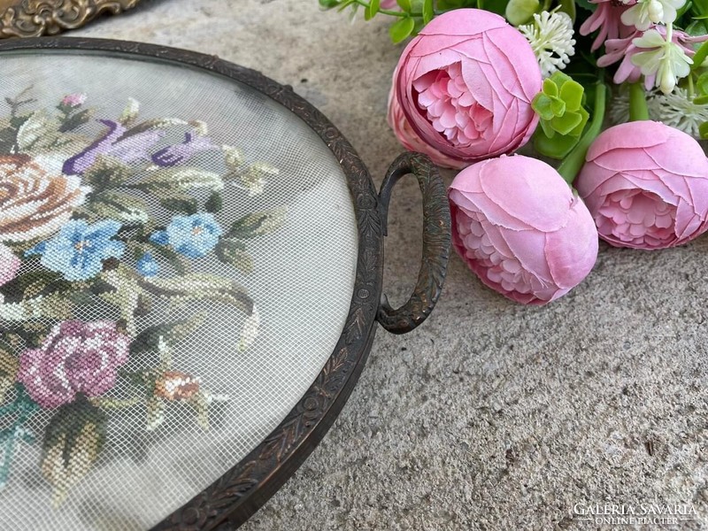 Beautiful floral needle tapestry tray centerpiece