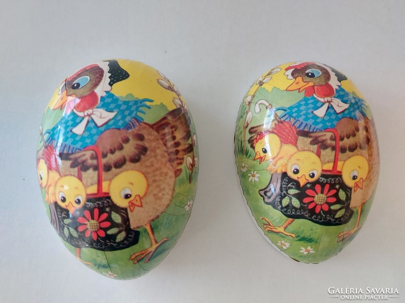 Old papier-mâché egg Easter decor 11 cm hen pattern