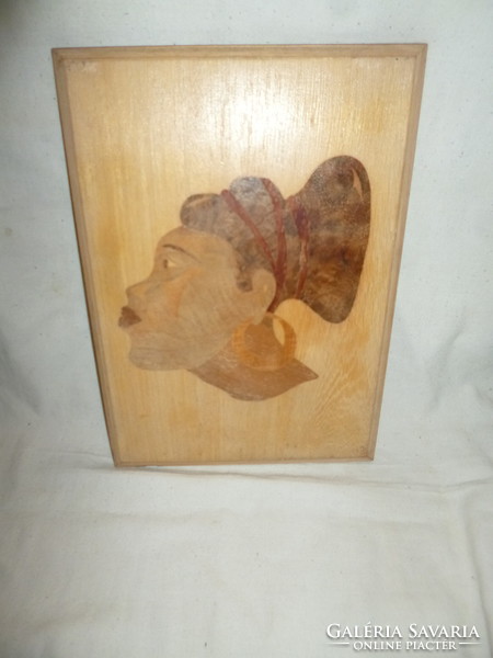 Kézzel készített intarzia fa kép néger fej