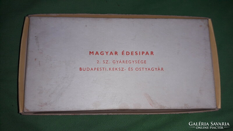 Szinte antik 1950. CCA  MAGYAR ÉDESIPAR - MACSKANYELV csokoládés doboz 16 x 9 cm a képek szerint