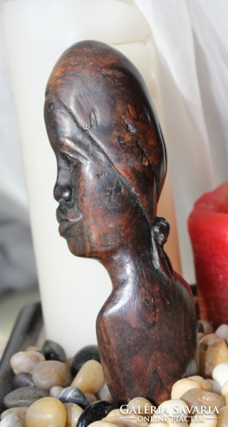 African wood carved female head
