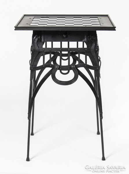 Art Nouveau wrought iron chess table