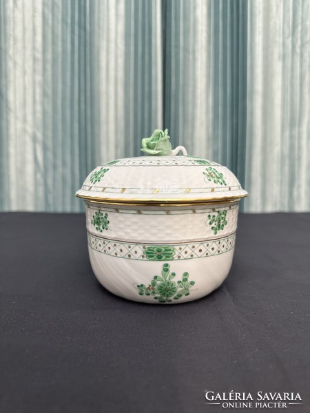 Herend waldstein wz patterned large green sugar bowl.