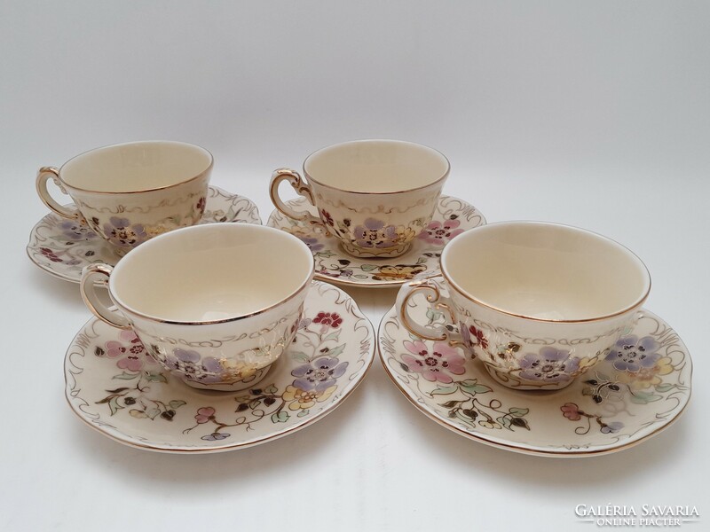Zsolnay butterfly pattern coffee cups with bottoms, 4 in one