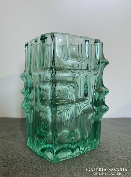 Vladislav urban Czech glass vase, beautiful turquoise color sklo union