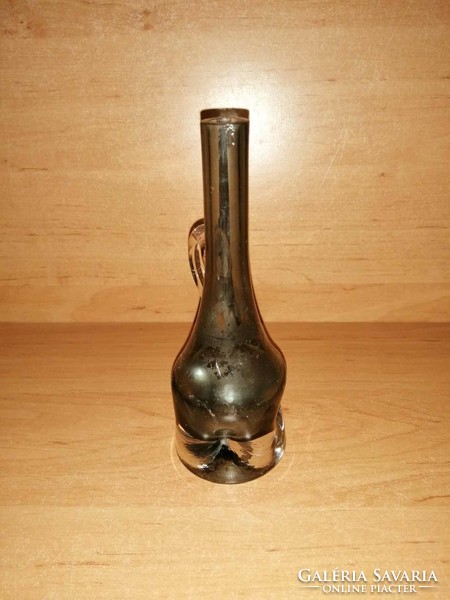 Smoke colored glass vase with handles - 16 cm (12/d)