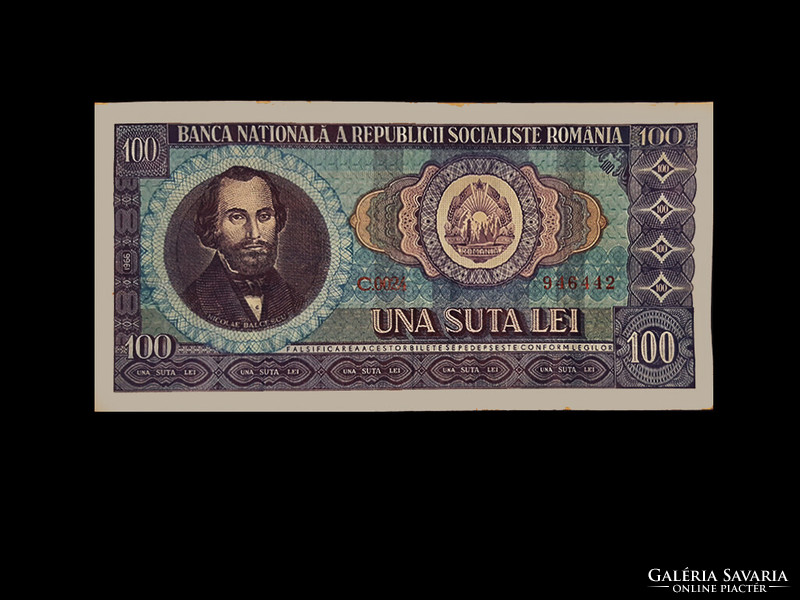 100 LEI - ROMÁNIA - 1966 (Használt VF+)