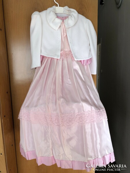 Girl's bridesmaid dress with hoop and white bolero