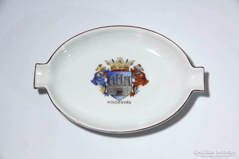 Antique Herend coat of arms ashtray Cluj 1944. | Returned Transylvanian bowl