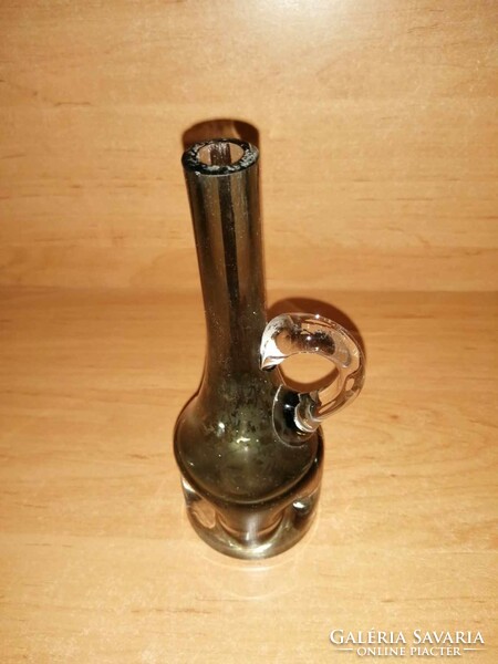 Füst színű füles üveg  váza - 16 cm (12/d)
