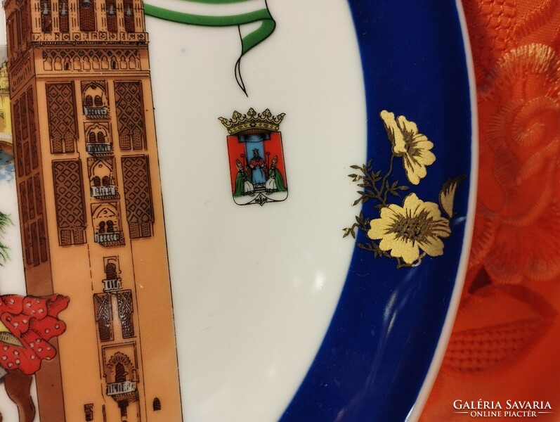 Sevilla, porcelán dísztányér, emlék tányér