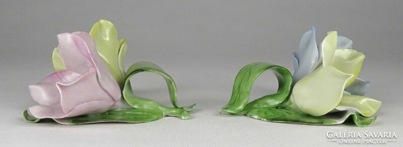 1Q474 old damaged pair of rare Herend porcelain flowers