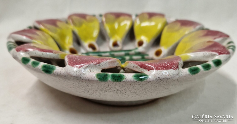 Glazed ceramic wall decoration or bowl with a special color and shape, in perfect condition, 17.5 cm.