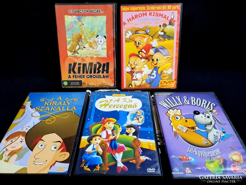 5 db gyermek mesefilm, rajzfilm eredeti DVD lemezen