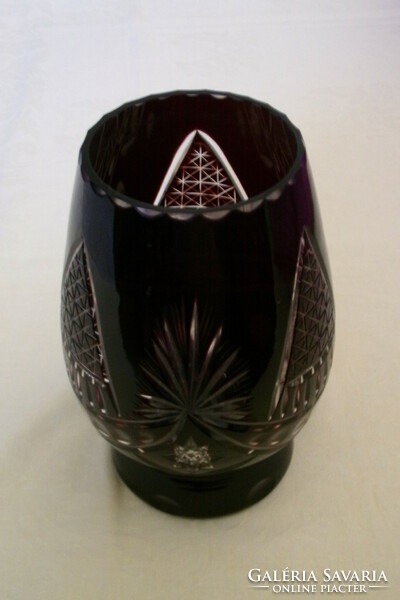 Action! Vase ruby crystal glass polished 20x14cm