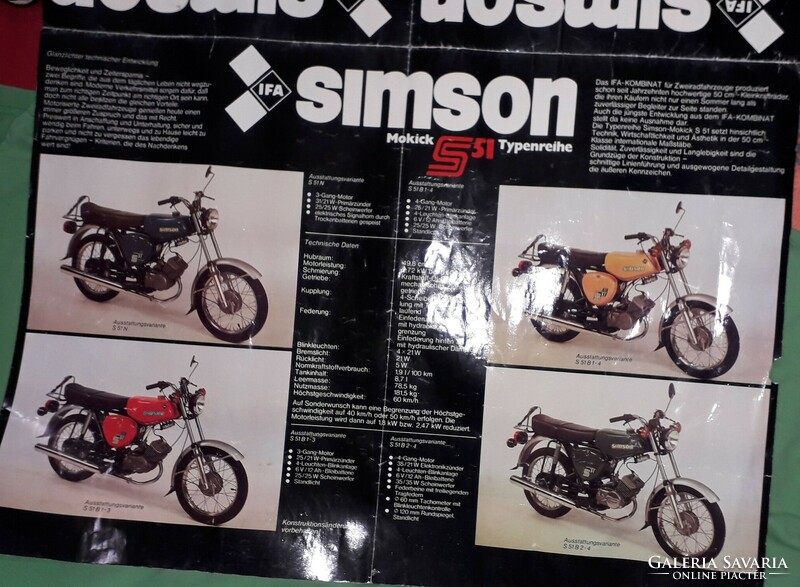 Retro SIMPSON S 51 motorkerékpár 2 oldalas garázsplakát 82 X 56 cm a képek szerint 2.