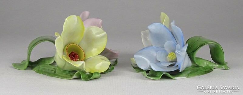 1Q474 old damaged pair of rare Herend porcelain flowers