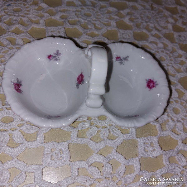 Zsolnay régi rózsás porcelán fűszertartó, sótartó