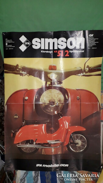 Retro SIMPSON KR 51/2 motorkerékpár 2 oldalas garázsplakát 82 X 56 cm a képek szerint
