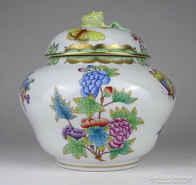 1Q480 large Herend porcelain bonbonier with old damaged victorian pattern