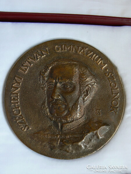 Marked portrait of István Széchenyi, large medal (award), bronze sculpture