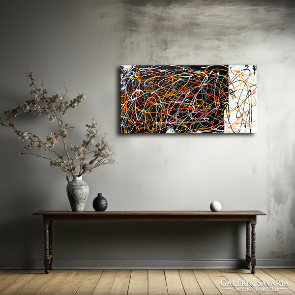 Vörös Edit: Jackson Pollock Style Abstract N21006 120x60cm