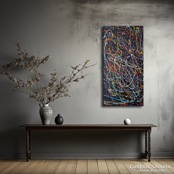 Vörös Edit: Jackson Pollock Style Abstract N21002 120x60cm