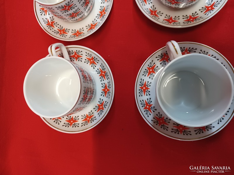 Hollóházi porcelain coffee cups with saucers