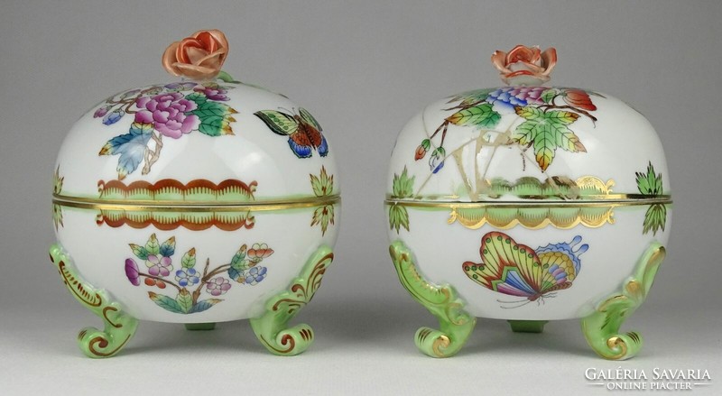 1Q481 large pair of Herend bonboniers with a damaged Victoria pattern