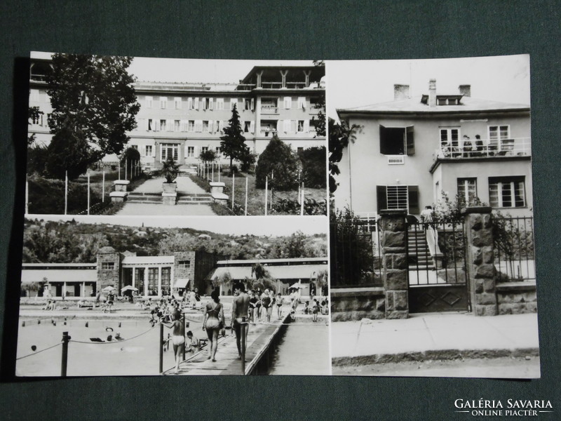 Postcard, Balatonalmádi, mosaic details, resort, hostel, beach