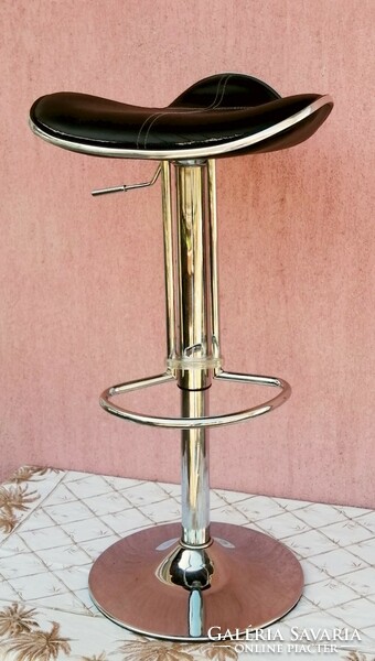 Modern air-sprung bar stool with leather saddle seat